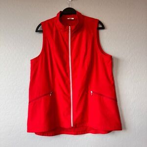 J.Jill Fit XLarge Red Silver Full Zip Athletic Tunic‎ Lightweight Vest